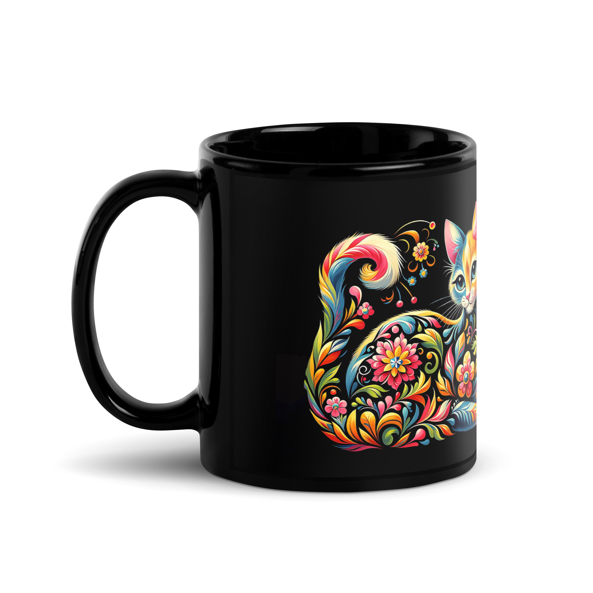 Floral Cat Mug | Vibrant Art for Cat Lovers - Image 2