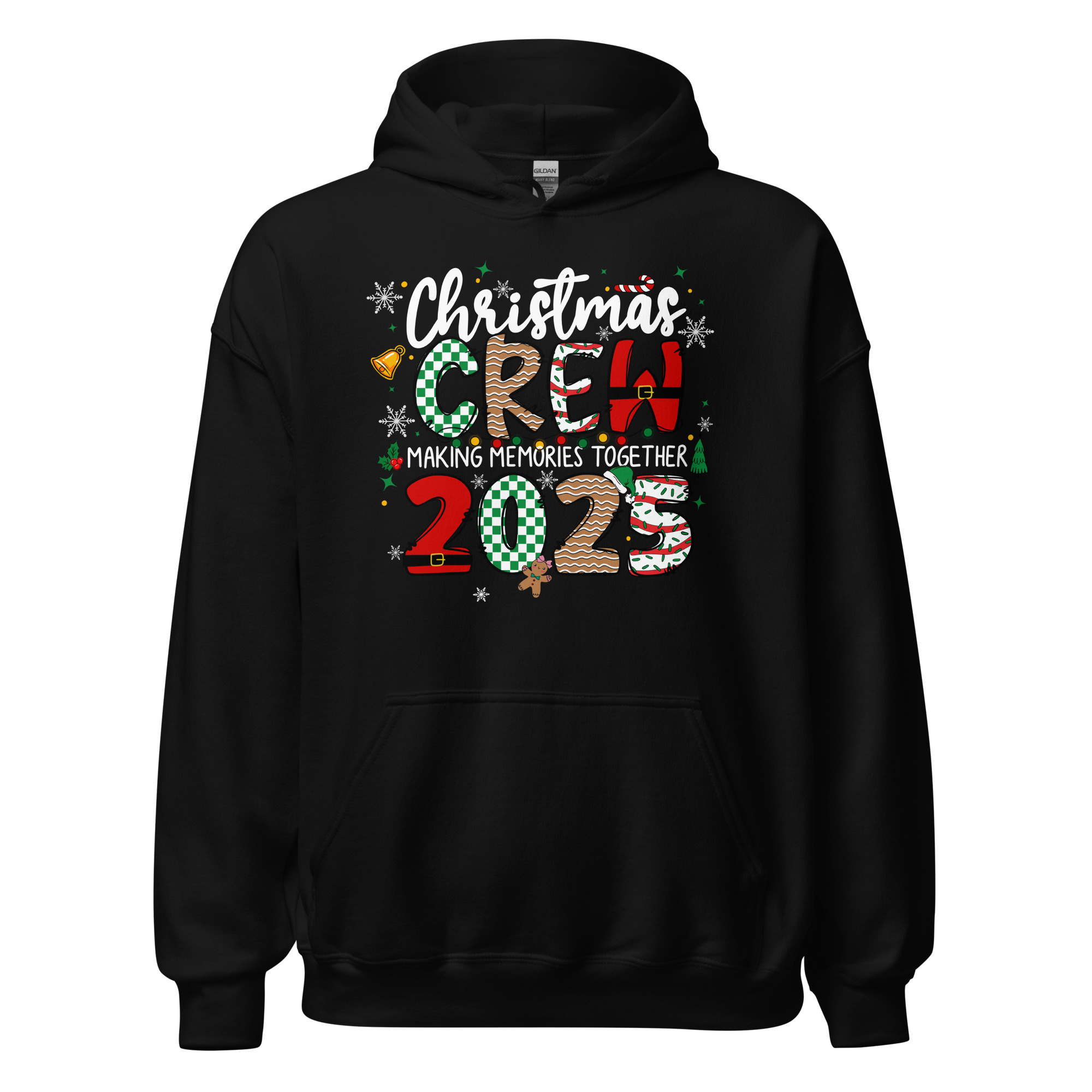 Christmas Crew 2025 Hoodie Festive Family Matching Outfit Black 6914b9a8b745b