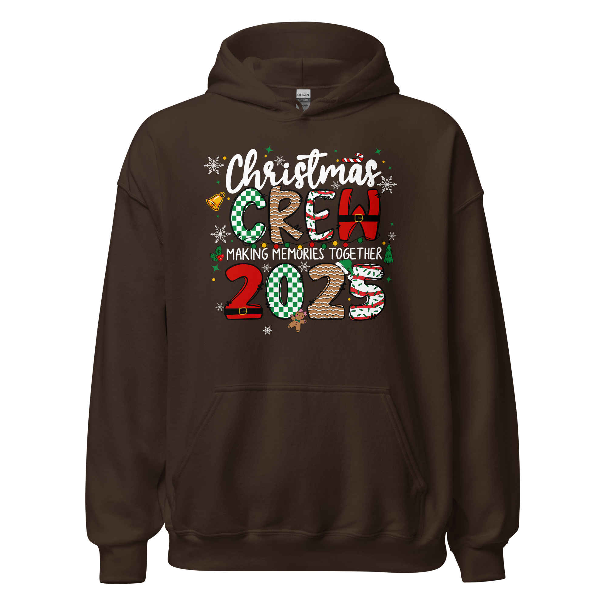 Christmas Crew 2025 Hoodie Festive Family Matching Outfit Dark Chocolate 6914b9a8bd55d