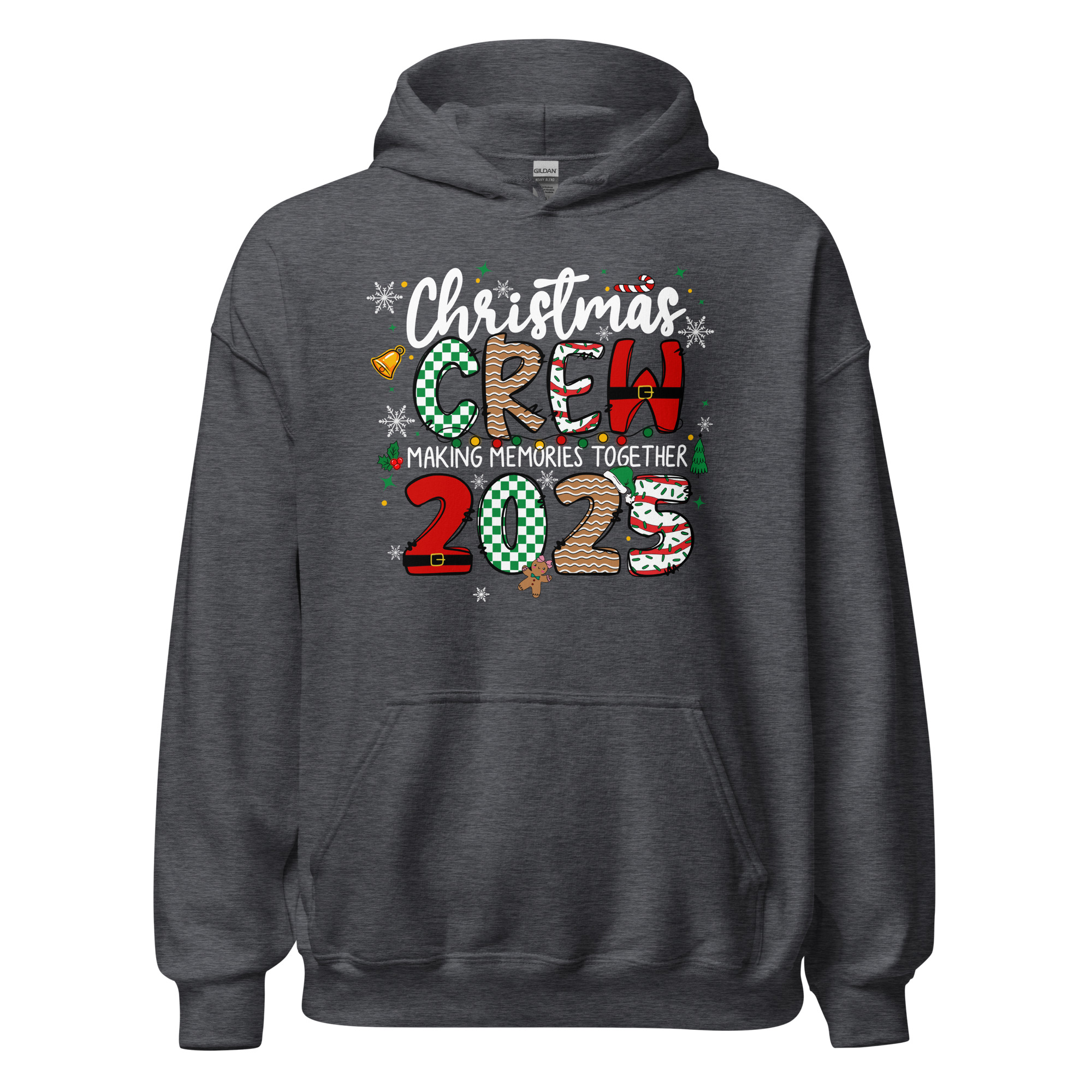 Christmas Crew 2025 Hoodie Festive Family Matching Outfit Dark Heather 6914b9a8d507a