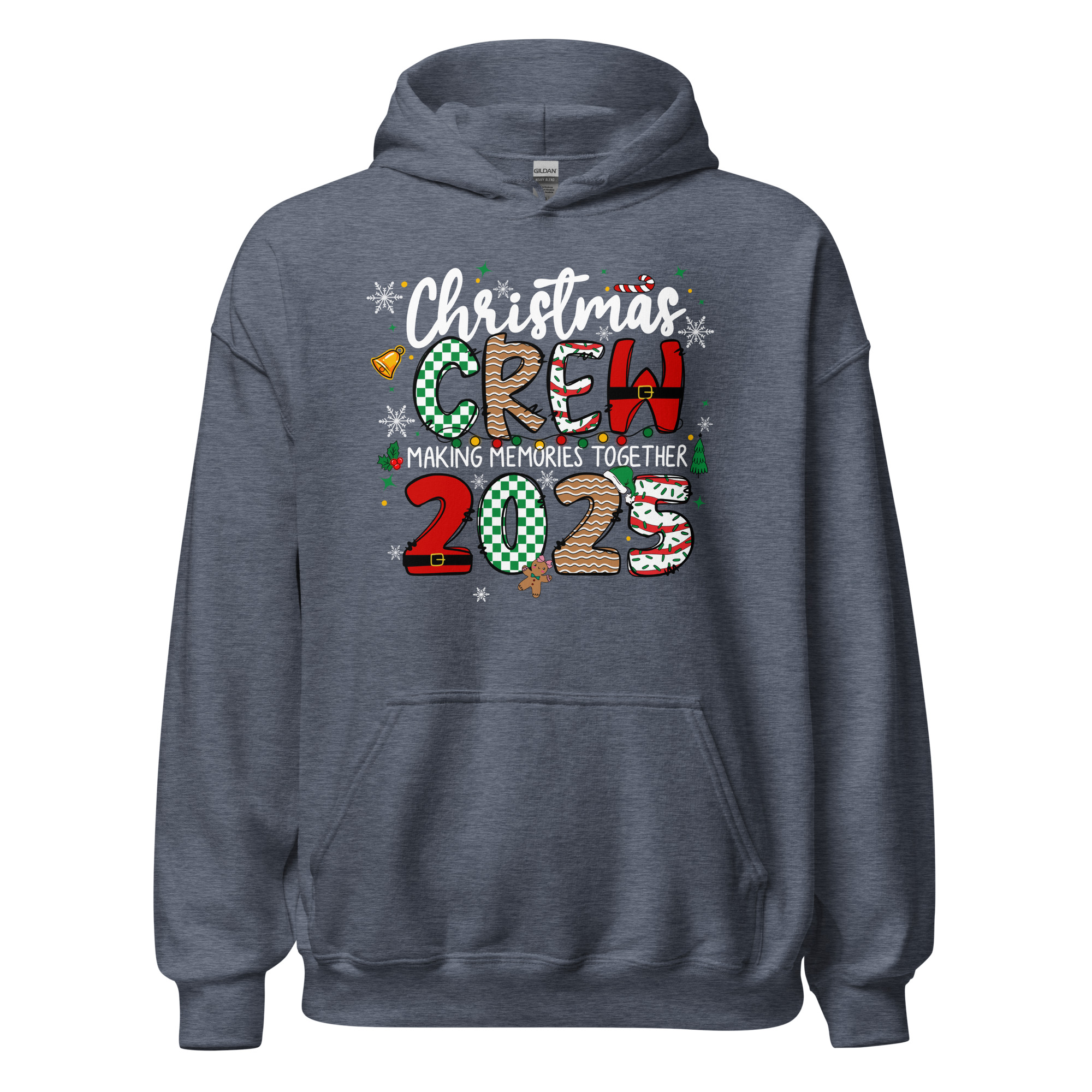 Christmas Crew 2025 Hoodie Festive Family Matching Outfit Heather Sport Dark Navy 6914b9a9065f6