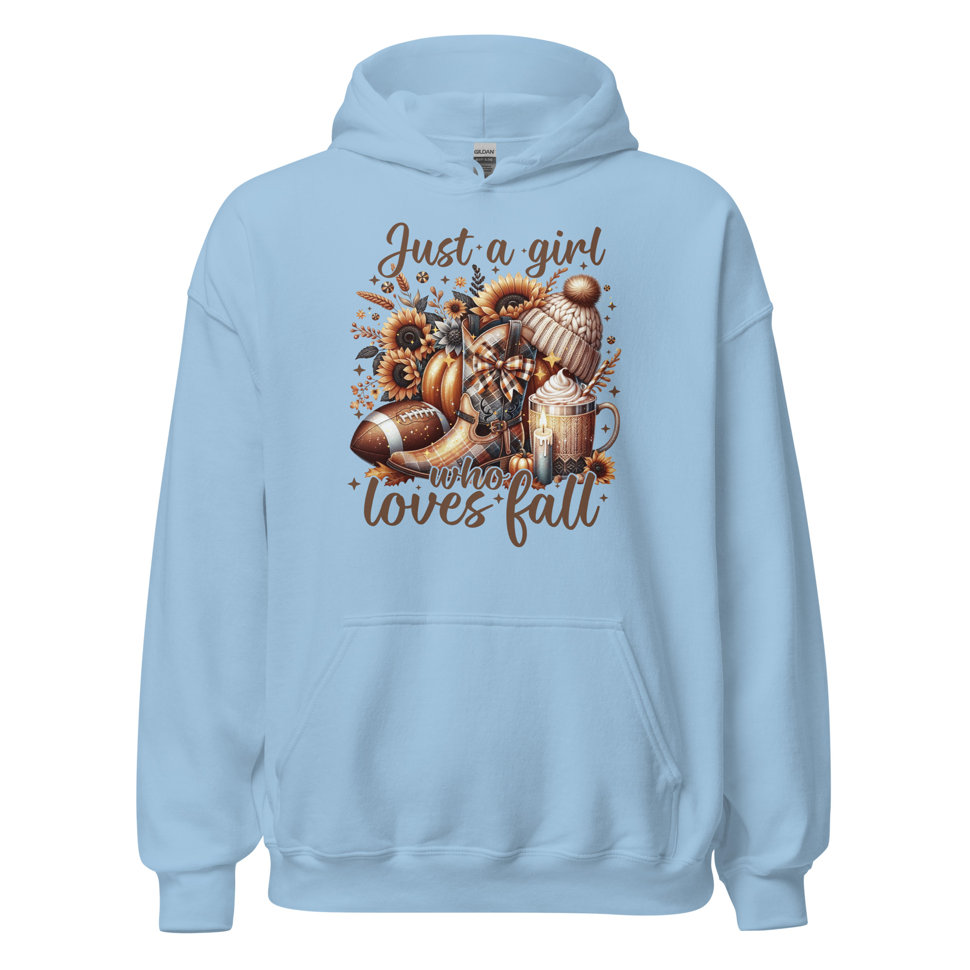 Just A Girl Who Loves Fall Hoodie Light Blue Front 6914b28b091c8