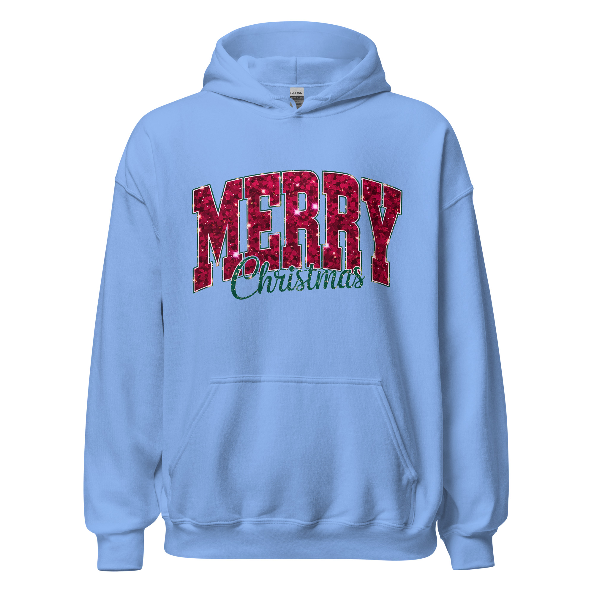 Merry Christmas Hoodie Classic Festive Dtflex Print Carolina Blue 6915752cf3865