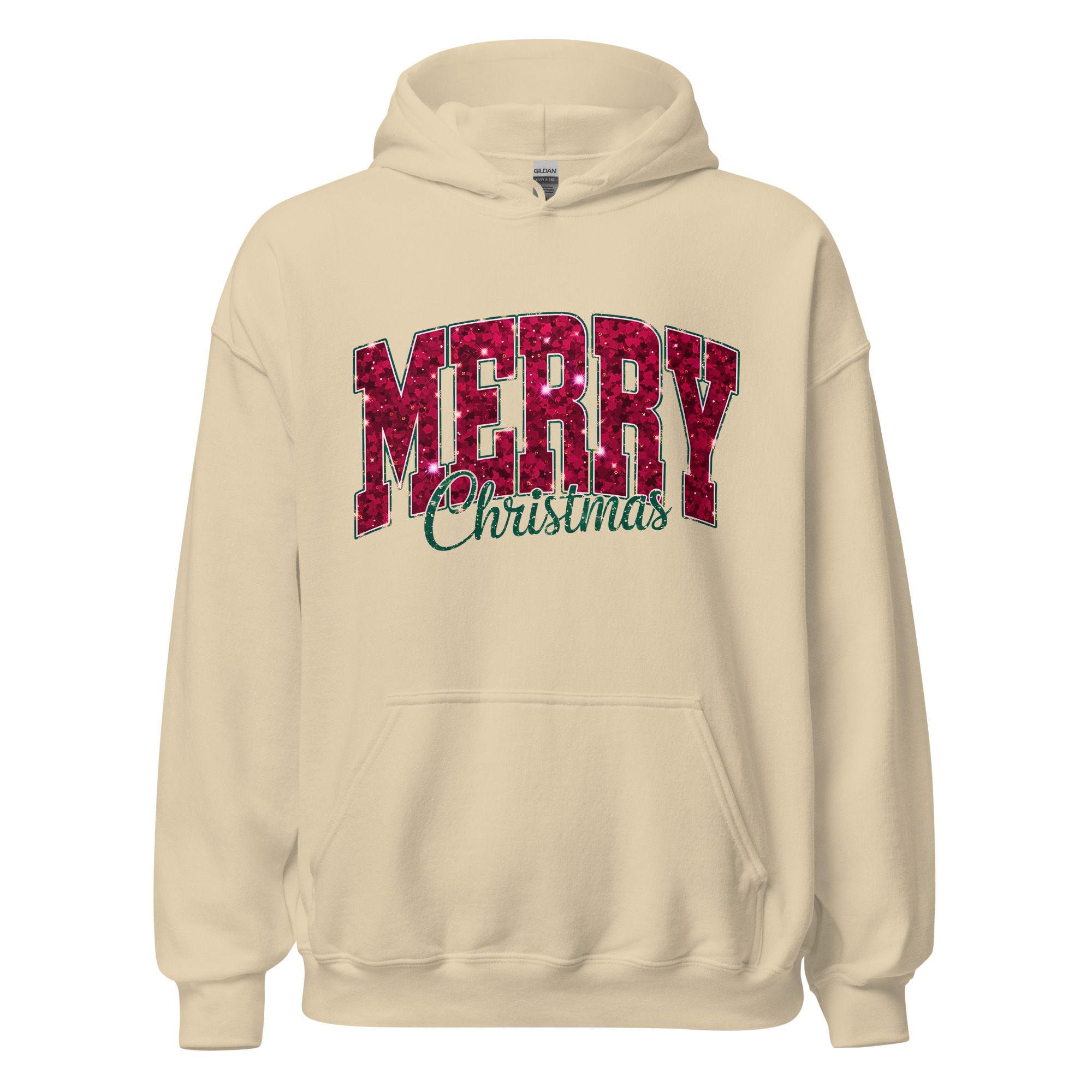 Merry Christmas Hoodie Classic Festive Dtflex Print Sand 6915752d0d937