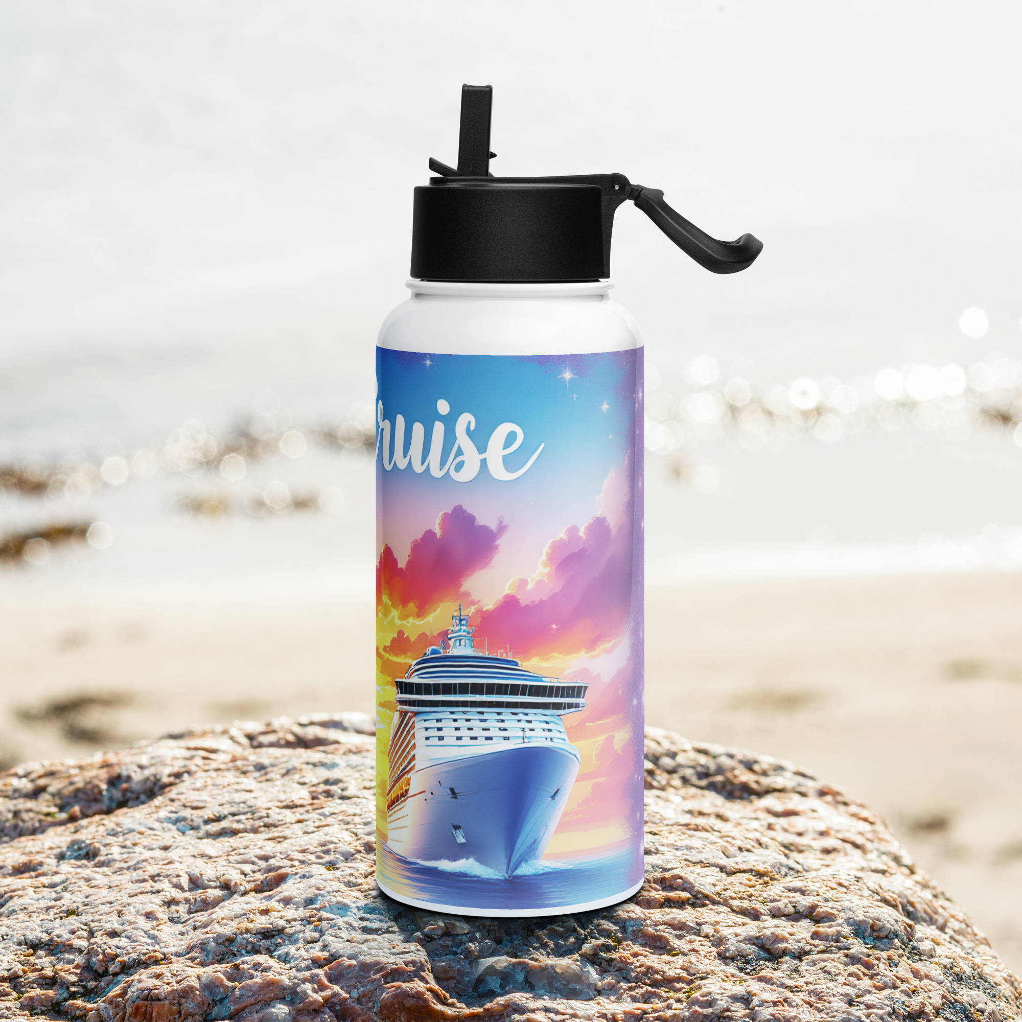 Let’s Cruise Water Bottle | Tropical Sunset Adventure - Image 3