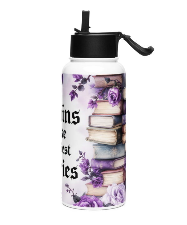 Alternative view of Villains Make The Best Stories Water Bottle | Gothic Book Lover Gift