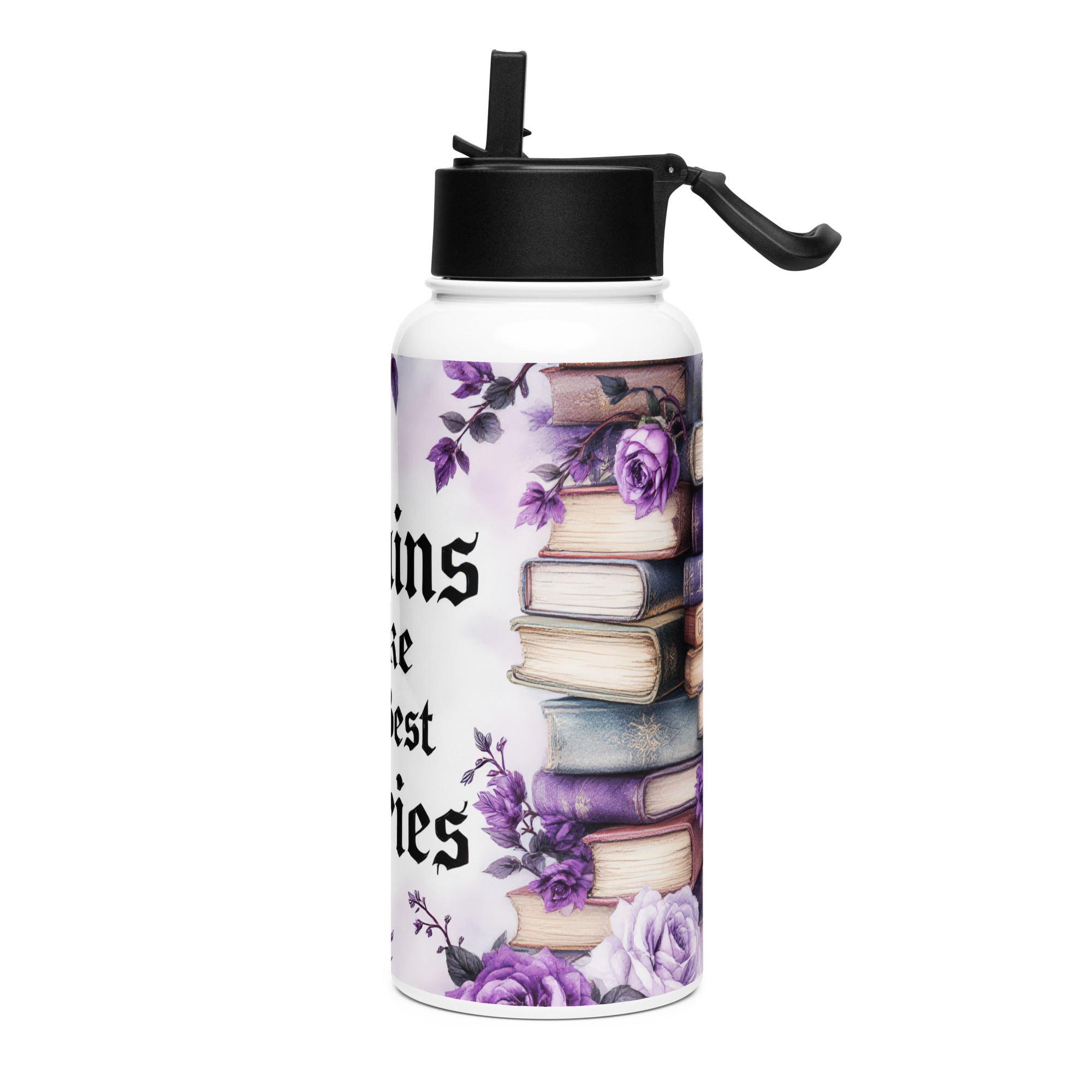 Villains Make The Best Stories Water Bottle | Gothic Book Lover Gift - Image 2