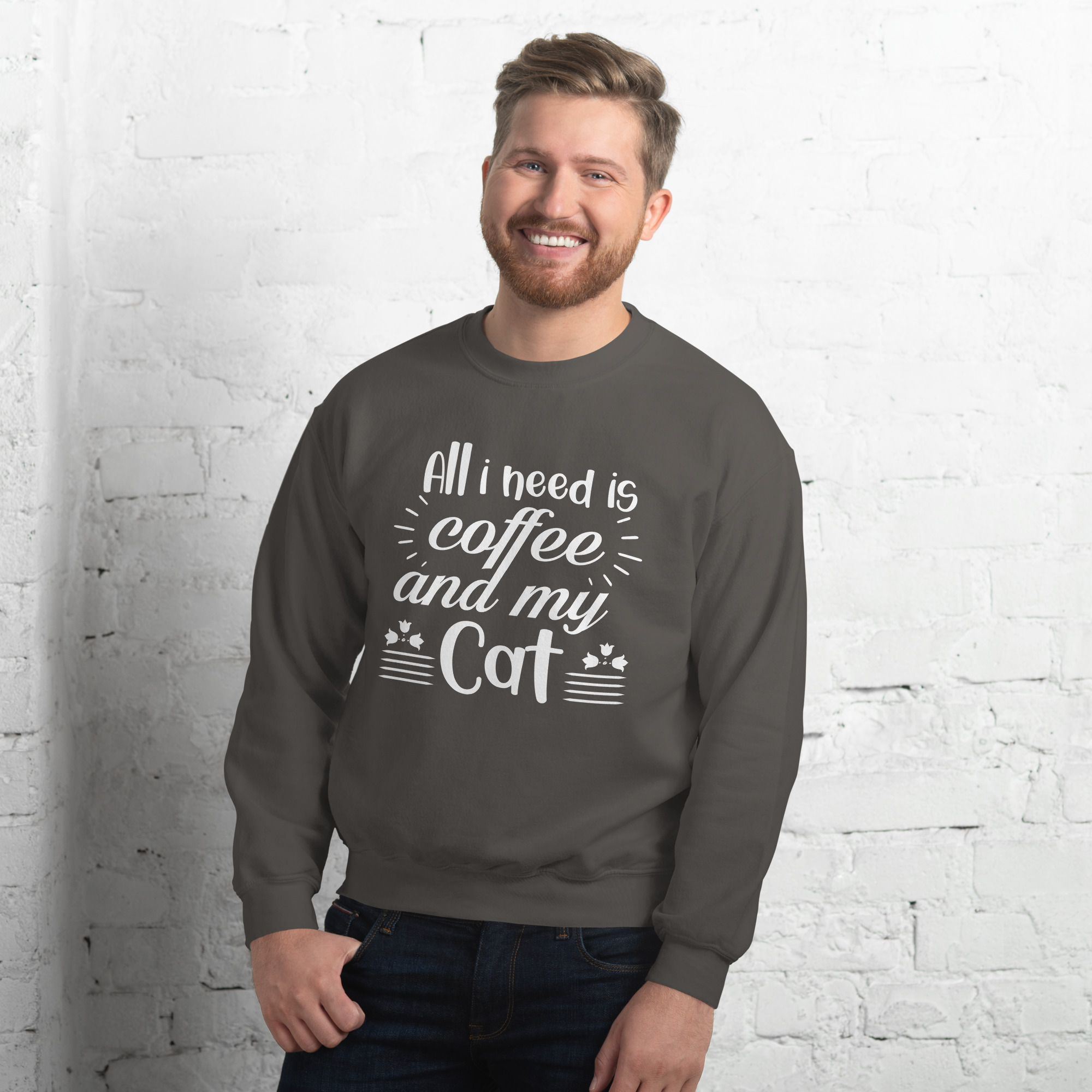Coffee and My Cat Sweatshirt | Cozy Feline & Caffeine Vibes - Image 7