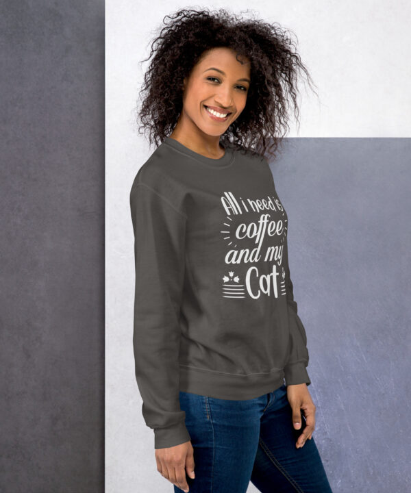 Alternative view of Coffee and My Cat Sweatshirt | Cozy Feline & Caffeine Vibes