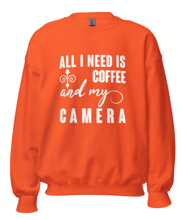 Coffee and My Camera Sweatshirt – DTFlex Print for Photographers
