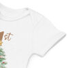 Baby’s First Christmas Organic Cotton Bodysuit | Cute Teddy & Tree Design – white