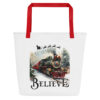 Believe Christmas Tote Bag | Magic of Christmas Edition – red front