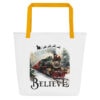Believe Christmas Tote Bag | Magic of Christmas Edition – yellow front