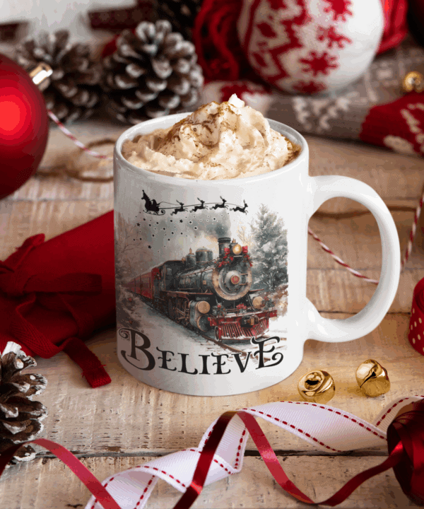 Believe in the Magic of Christmas Mug | Festive Train Edition