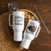 Believe in the Magic of Christmas Travel Mug | Festive Train Edition – handle white front