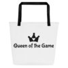 Bingo Queen Tote Bag | Queen of the Game Large Carryall – black back