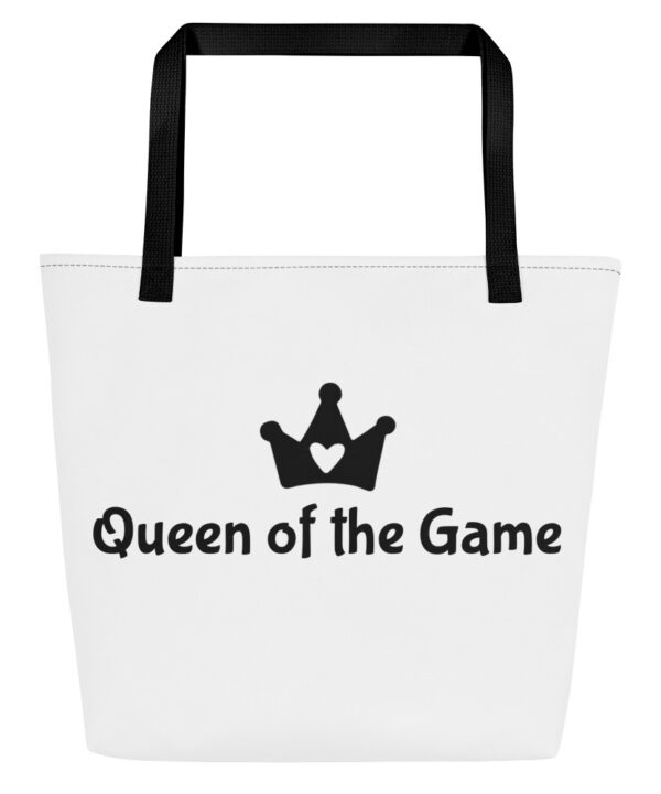 Bingo Queen Tote Bag | Queen of the Game Large Carryall – black back