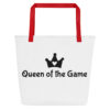 Bingo Queen Tote Bag | Queen of the Game Large Carryall – red back