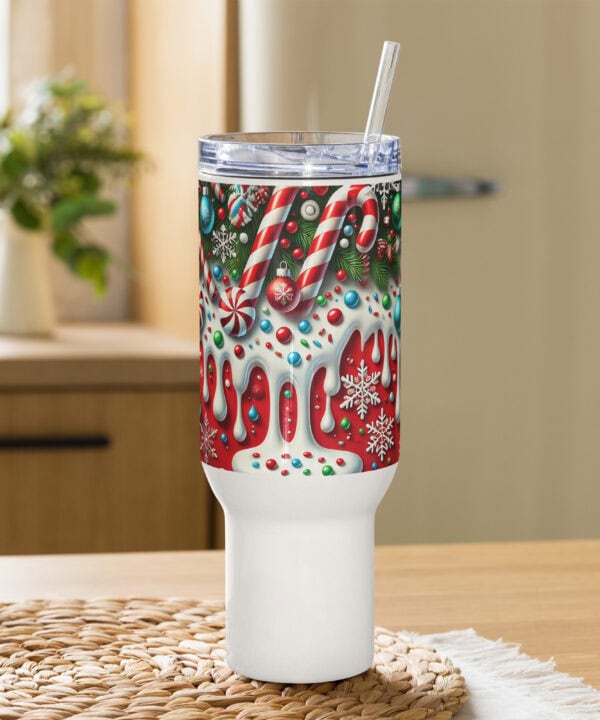 Candy Cane Christmas Mug | Festive Holiday Travel Cup – handle white front