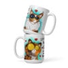 Feline Hugs & Happiness Mug | Sweet Cat Coffee Cup – white front