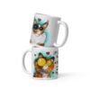 Feline Hugs & Happiness Mug | Sweet Cat Coffee Cup – white front