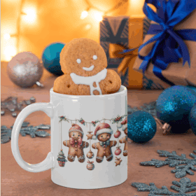 Gingerbread Friends Merry Christmas Mug | Festive Holiday Cup