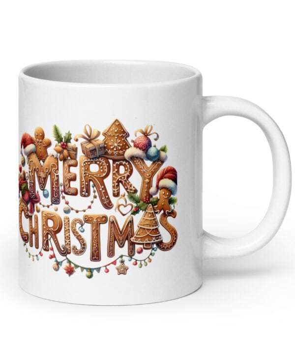 Gingerbread Friends Merry Christmas Mug | Festive Holiday Cup – white handle right