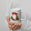 Golden Holly Christmas Mug | Elegant Holiday Coffee Cup – white handle right