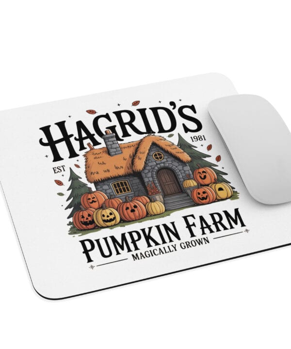 Hagrid’s Pumpkin Farm Mouse Pad | Cozy Magical Autumn Desk Decor – white front