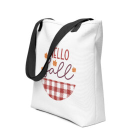 Hello Fall Autumn Plaid Tote Bag