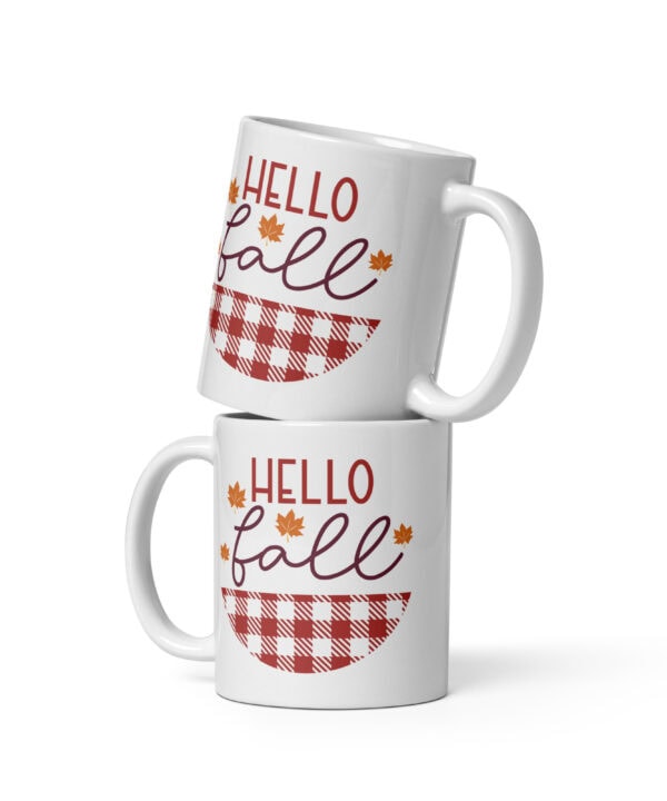Hello Fall Plaid Ceramic Mug 11 Oz Front View 68e4c91c59cb6