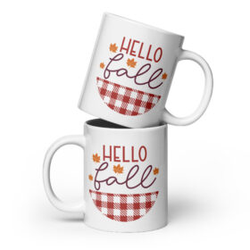 Hello Fall Plaid Ceramic Mug
