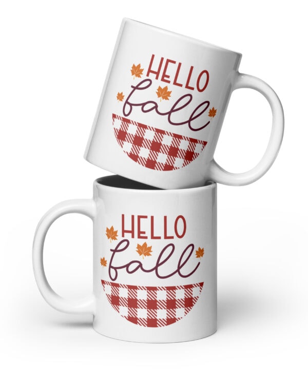 Hello Fall Plaid Ceramic Mug 20 Oz Front View 68e4c91c59622