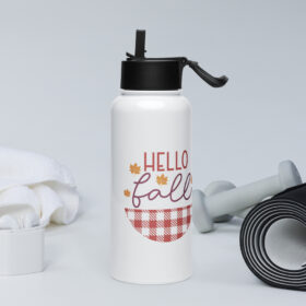 Hello Fall Stainless Steel Water Bottle with Straw Lid (32 oz)