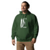 I Like To Get High | Rock Climbing Unisex Hoodie – forest green left front