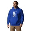 I Like To Get High | Rock Climbing Unisex Hoodie – team royal left front