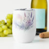Lilac Watercolor Wine Tumbler | Elegant Floral Stainless Cup – white left