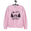 Merry Christmas Sweatshirt | Santa’s Sleigh & Reindeer DTFlex Print – pink front