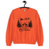 Merry Christmas Sweatshirt | Santa’s Sleigh & Reindeer DTFlex Print – orange front