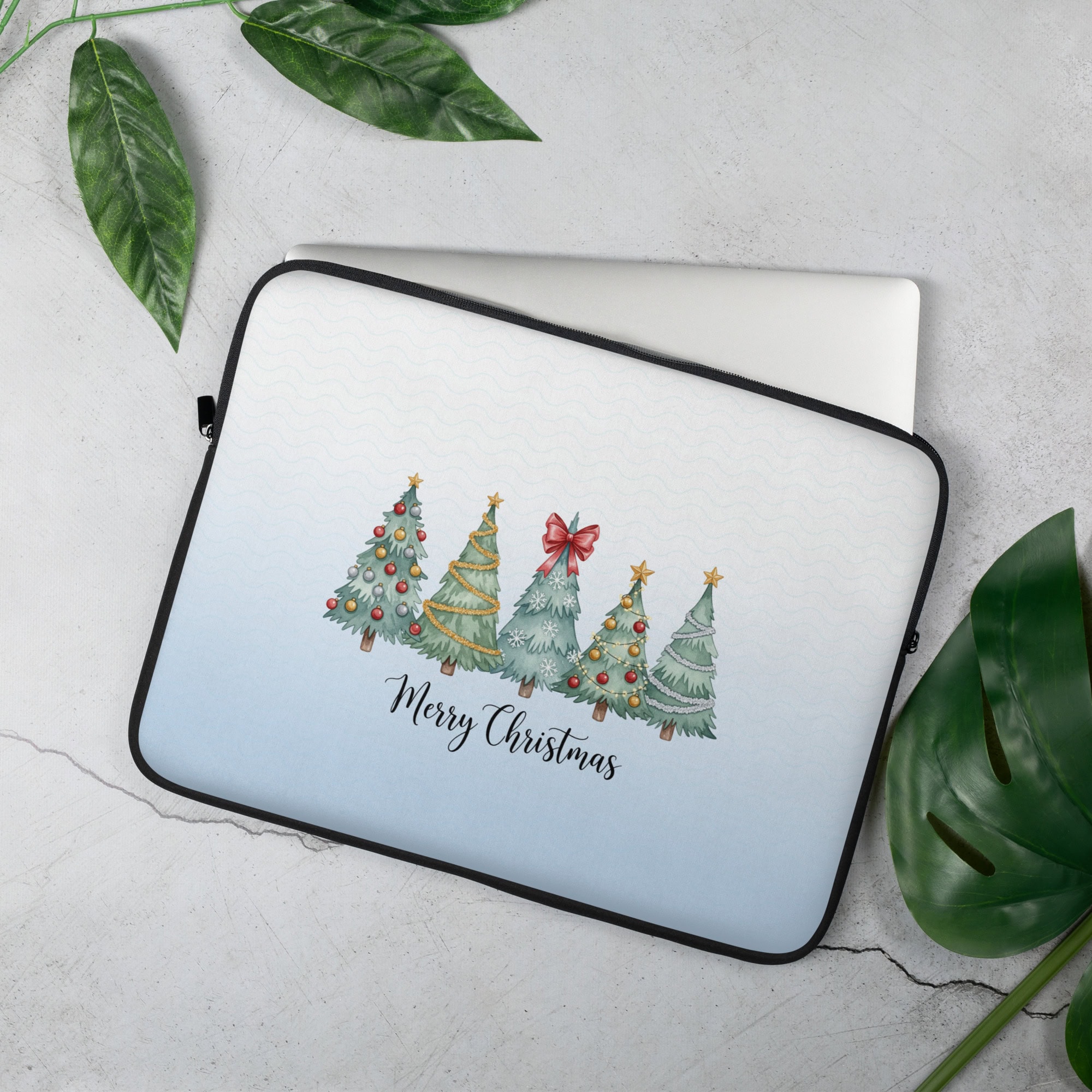 Merry Christmas Trees Laptop Sleeve – front