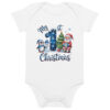 My 1st Christmas Blue Edition Baby Bodysuit | Organic Cotton Holiday Outfit – blue white front