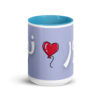 Noor Mug with Heart – Arabic Calligraphy – white inside blue front