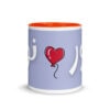 Noor Mug with Heart – Arabic Calligraphy – white inside orange front