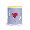 Noor Mug with Heart – Arabic Calligraphy – white inside yellow front