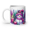 Purple Christmas Mug | Cozy Snowman Winter Wonderland Cup – purple white handle left