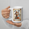 Scarecrow Harvest Wishes | Retro Halloween Mug – white handle left