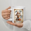 Scarecrow Harvest Wishes | Retro Halloween Mug – white handle left