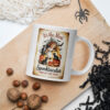 Spooktacular Retro Halloween Mug | Vintage Black Cat & Pumpkin Coffee Cup – black white
