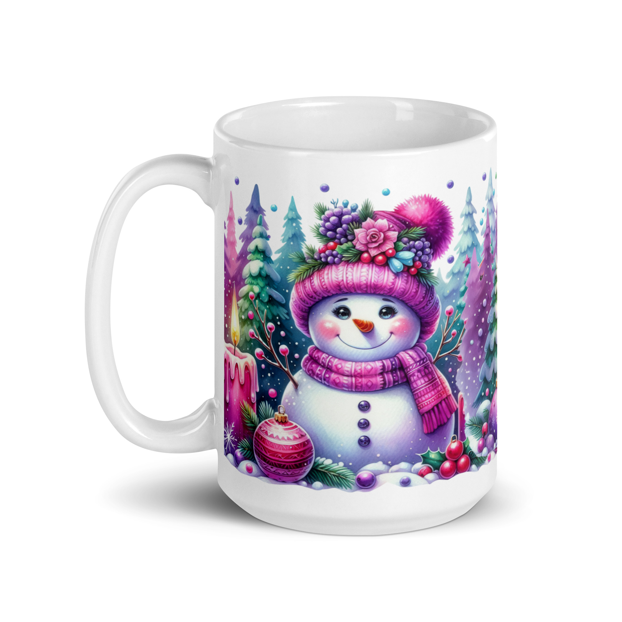 Purple Christmas Mug | Cozy Snowman Winter Wonderland Cup - Image 6