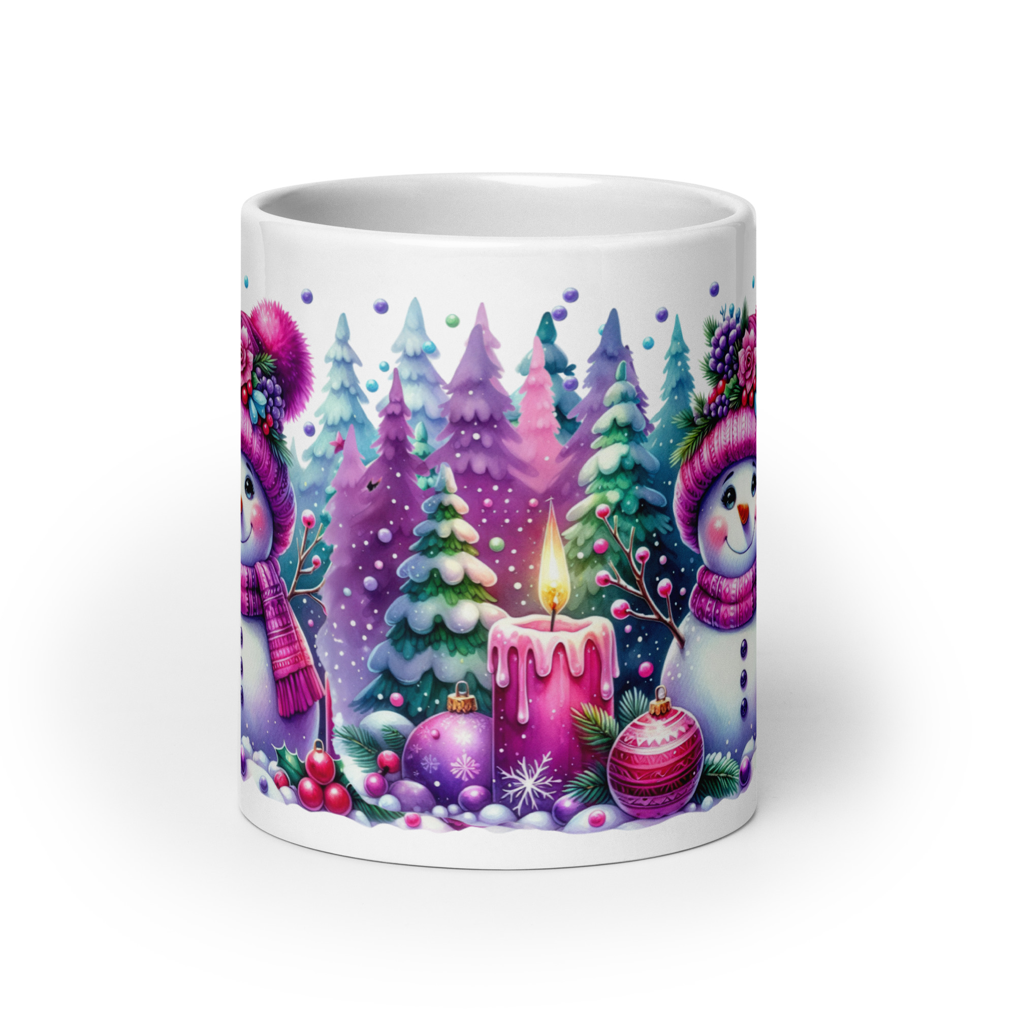 Purple Christmas Mug | Cozy Snowman Winter Wonderland Cup - Image 9